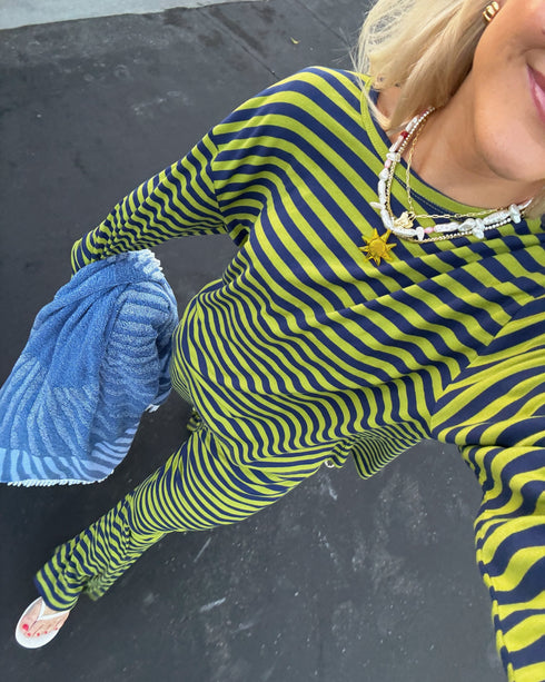 Beach Bum Striped Set // Citrus Green